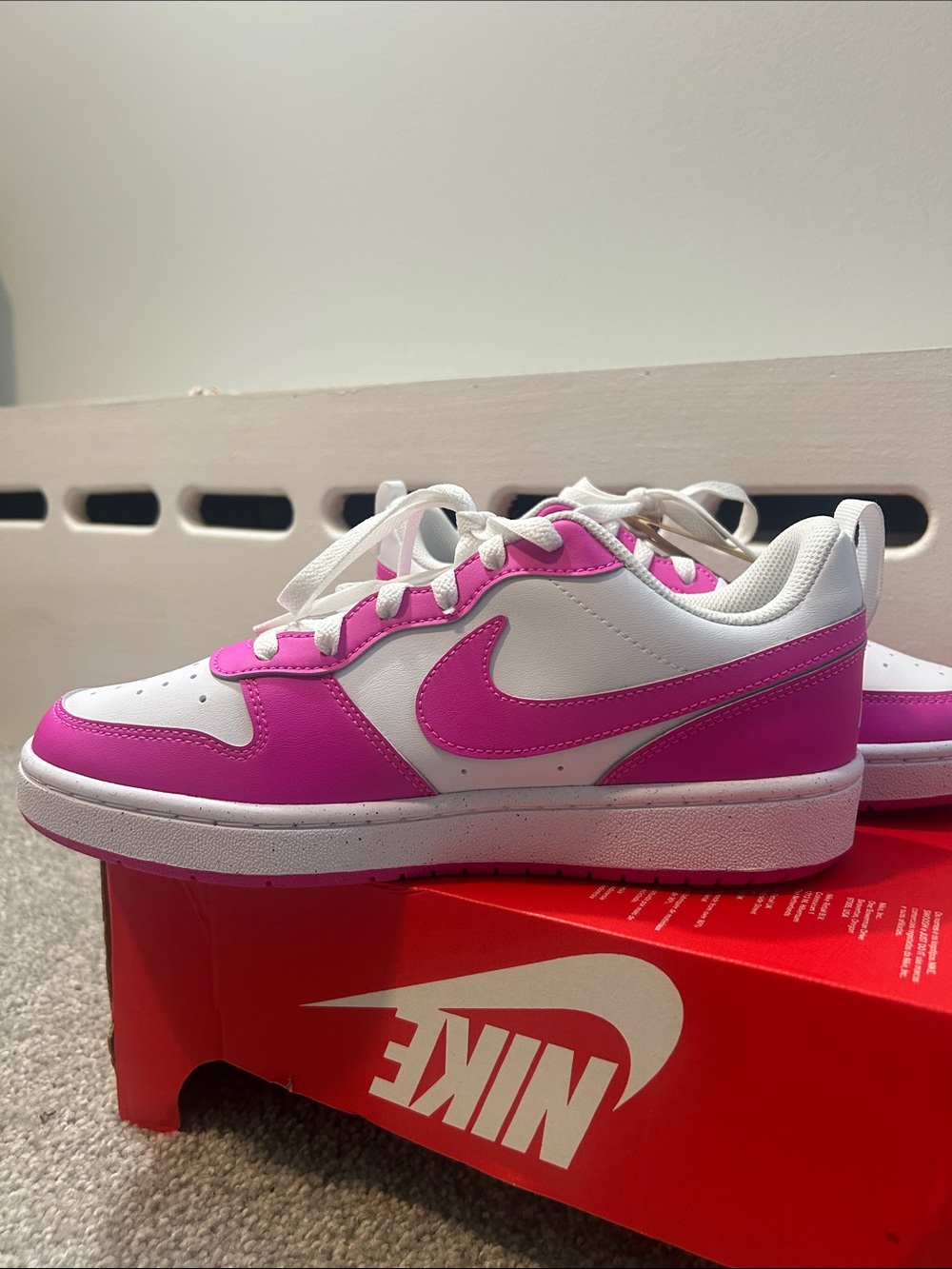 Nike Dunk Lows Recraft in White and hot pink